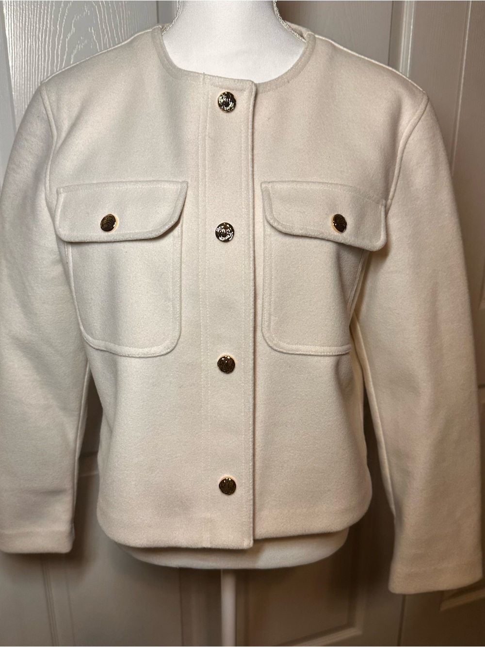 Zara Cream Button-Front Blazer with Gold Buttons